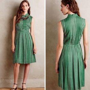 Anthropologie Tylho Green Polka Dot Dress